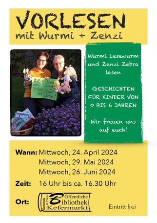 Foto zur Veranstaltung "Vorlesen mit Wurmi + Zenzi"