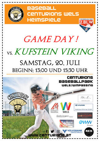 Foto zur Veranstaltung "GAMEDAY - Baseball Centurions Wels vs. Kufstein Viking"